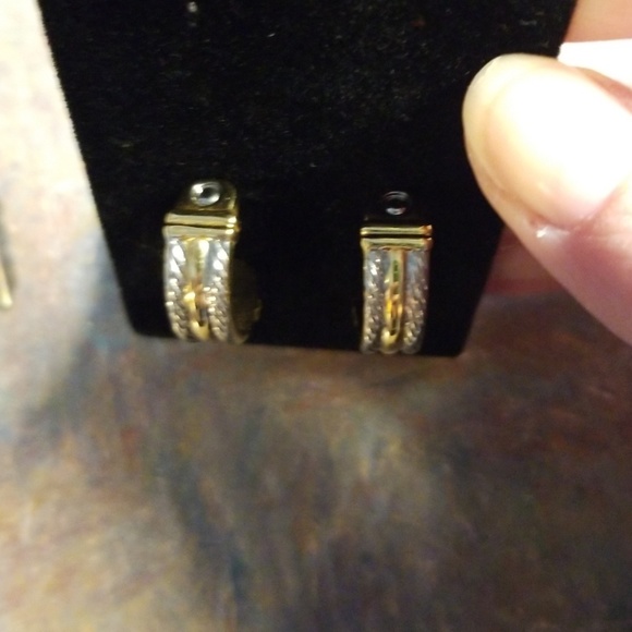 Gold and Silver Rope Twist Huggies - Picture 3 of 6